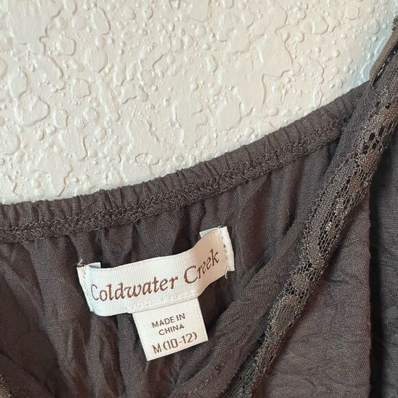 Vtg coldwater creek lace trim top women’s M brown fairy core grunge boho Y2K - Picture 5 of 5